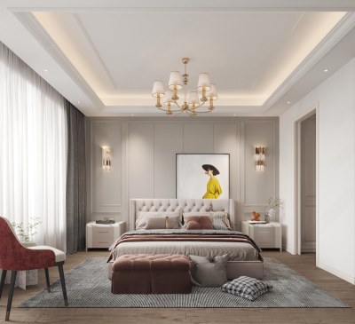 简欧家居卧室3D模型下载